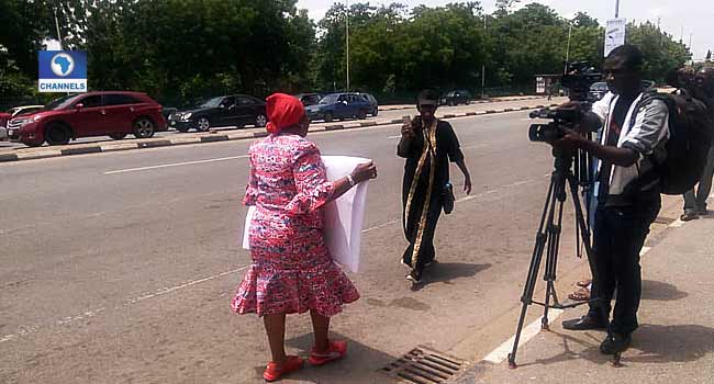 oby protests 3 Ezekwesili Marches To Presidential Villa In Solo Protest • Channels Television