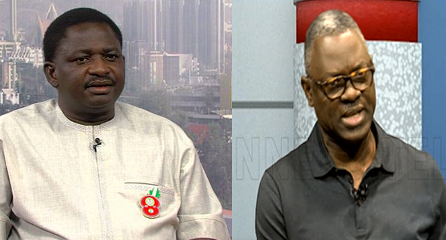 Femi Adesina and Akin Oshuntokun collage Presidency Criticises Oshuntokun Over Bomb Attack Claim • Channels Television