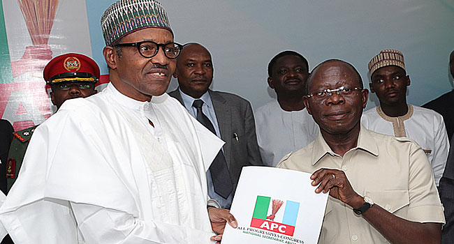 Buhari Submits APC Presidential Forms, Warns Party Members Against Complacency