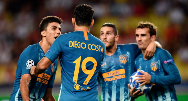 Griezmann And Costa Celebrate With Teammates Vs Monaco Griezmann And Costa Lead Atletico Madrid Past Monaco • Channels Television