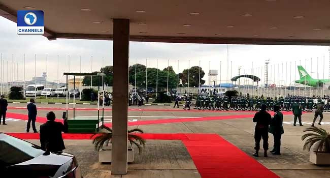 seme visit 1 BREAKING: Buhari Arrives Lagos To Inaugurate ECOWAS Border Post