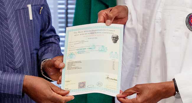 WAEC Presents Certificate To Buhari