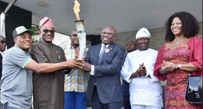 National Sports Festival: Ambode Receives Torch Of Unity