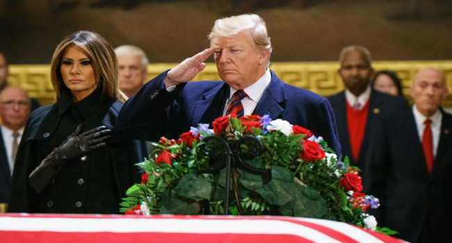 Trump Pays Respects To Late President Bush At US Capitol