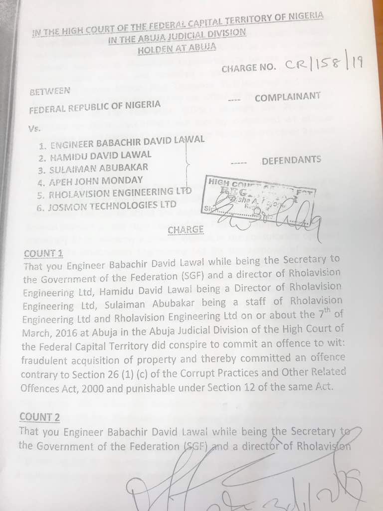 FG files charges against Babachir Lawal, NIA DG Ayodele Oke