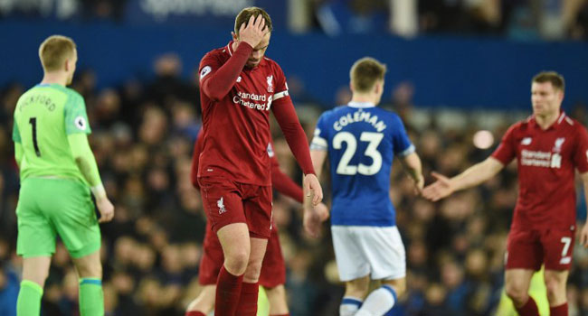 Liverpool Held At Everton To Surrender Top Spot In Premier League