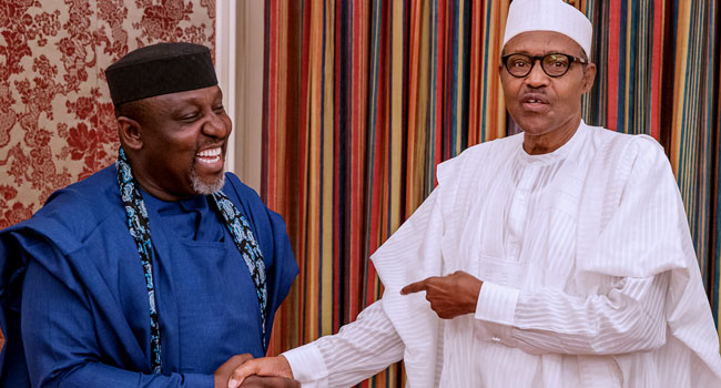 Okorocha Visits Buhari, Wants South-East Considered For NASS Leadership