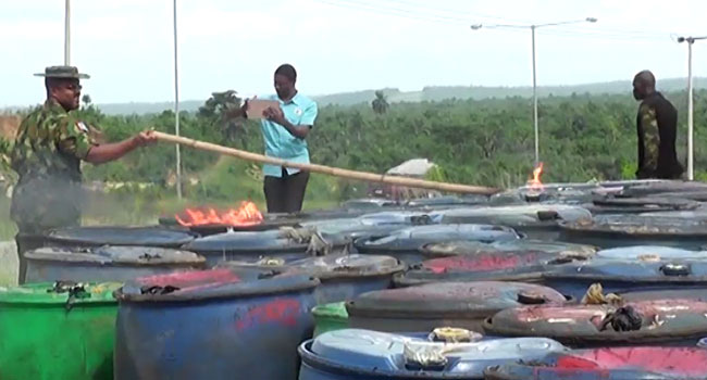 Army Destroys Two Smuggled Cars, 500 Drums Of Adulterated Diesel