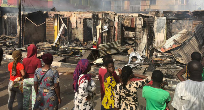 Goods Destroyed As Fire Guts Shops In Ogba