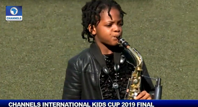 Nine-Year-Old Saxophonist Serenades Players, Spectators At Channels Kid’s Cup Final