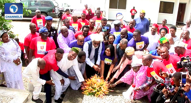 Image result for Soyinka, Falana, others lay wreath on Abiolaâ€™s grave