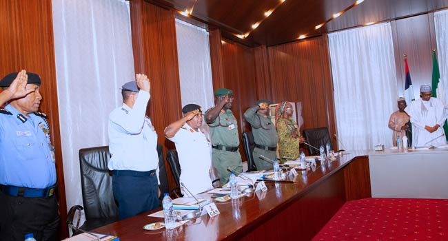 Service Chiefs Brief Buhari On Security, Killing Of Policemen In Taraba