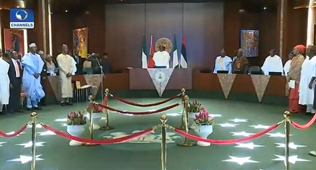 Buhari, Osinbajo Arrive For Inauguration Of Ministers