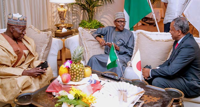 Image result for images of President Buhari arrives Japan