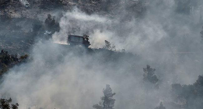 Ecological Disaster On Greek Island As Fire Burns On