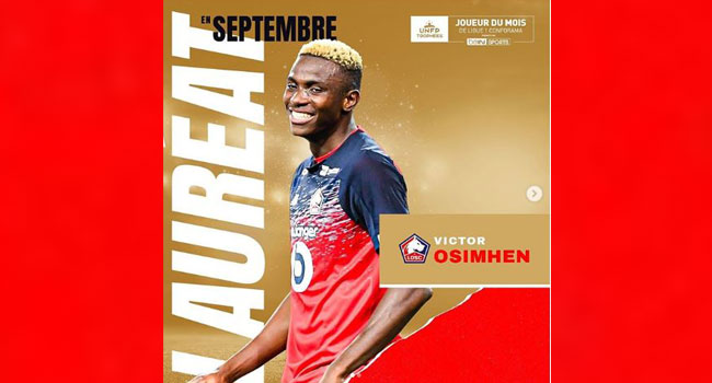 Osimhen Wins French Ligue 1 Player Of The Month