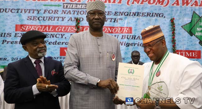 PHOTOS: Dangote, Momoh, Elumelu, Others Receive National Productivity Award