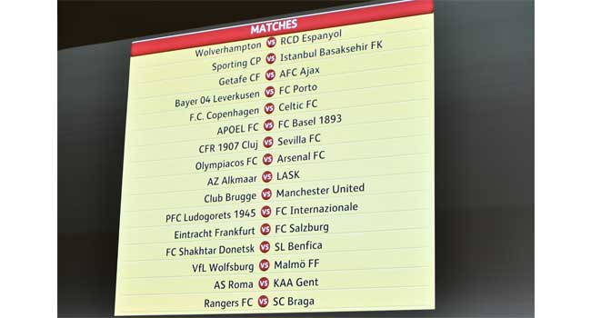 Man United Draw Club Brugge, Arsenal Get Olympiakos In Europa League