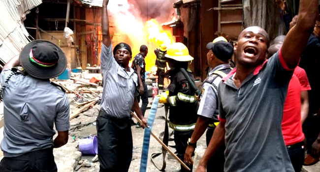 PHOTOS: Firefighters Battle Inferno At Balogun Market