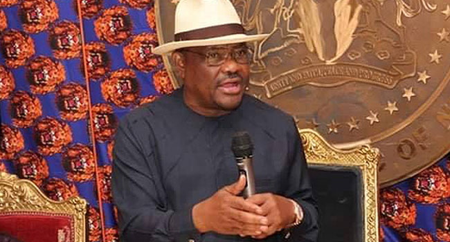 A file photo of Rivers state Governor, Nyesom Wike.