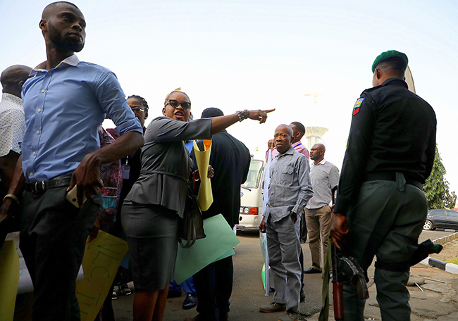 Disappointed subscribers of the nationwide Workers Housing Scheme on Monday, February 24, 2020, stormed the headquarters of the NLC, Abuja in protest over FG Nationwide Workers Housing scheme they see as fraud. Photo: Sodiq Adelakun/Channels TV