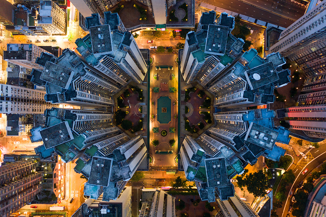 This aerial photograph taken on May 15, 2019 shows a housing estate in Hong Kong. Photo: Dale De La Rey / AFP