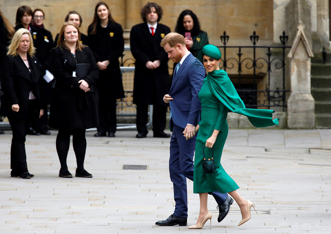 Britain's Prince Harry, Duke of Sussex, (L) and Meghan, Duchess of Sussex arrive to attend the annual Commonwealth Service at Westminster Abbey in London on March 09, 2020. - Britain's Queen Elizabeth II has been the Head of the Commonwealth throughout her reign. Organised by the Royal Commonwealth Society, the Service is the largest annual inter-faith gathering in the United Kingdom. Photo: Tolga AKMEN / AFP