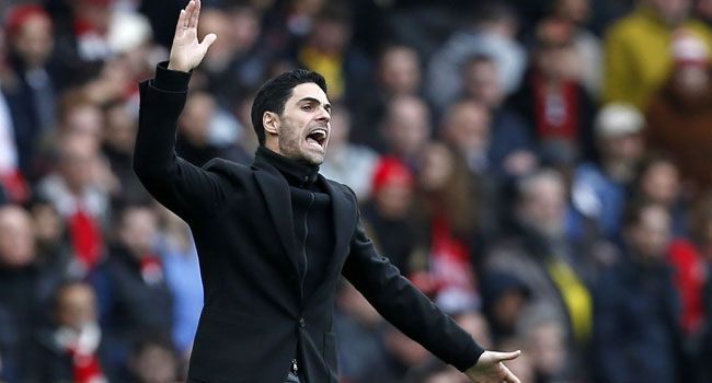 Arsenal's Spanish head coach Mikel Arteta gestures on the touchline during the English Premier League football match between Arsenal and West Ham at the Emirates Stadium in London on March 7, 2020. Ian KINGTON / AFP