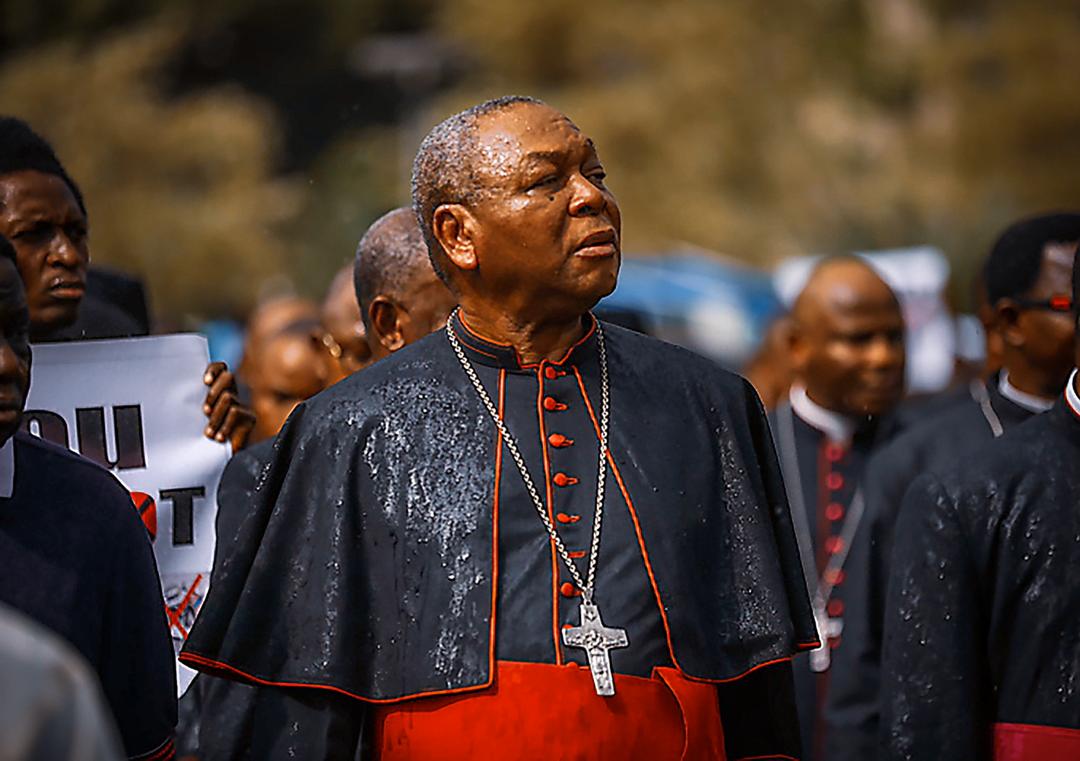 Nigerian prelate of the Roman Catholic Church, John Onaiyekan, during a protest over unending killings and kidnappings of Nigerians in Abuja on March 1, 2020. Photo: Sodiq Adelakun/ Channels TV