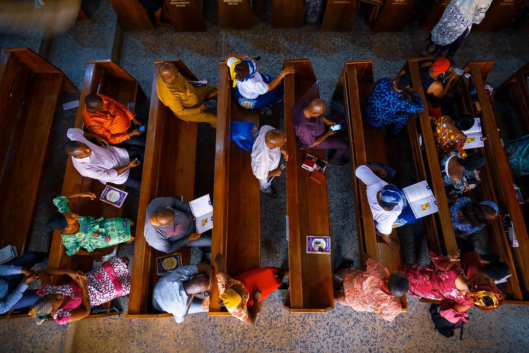 Christian worshippers at a church in Abuja amid the coronavirus pandemic on Sunday, March 22, 2020. Channels Television / Sodiq Adelakun.