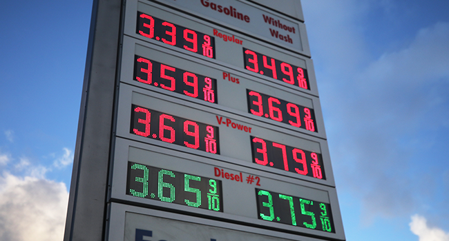 Gas prices are displayed at a Shell gas station on March 10, 2020 in Los Angeles, California. Mario Tama/Getty Images/AFP