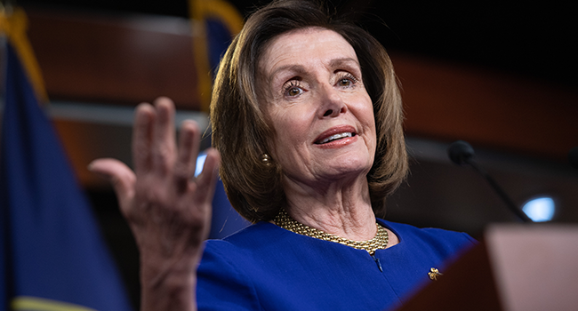 In this file photo taken on March 5, 2020 Speaker of the House Nancy Pelosi speaks during her weekly press conference on Capitol Hill in Washington, DC. SAUL LOEB / AFP