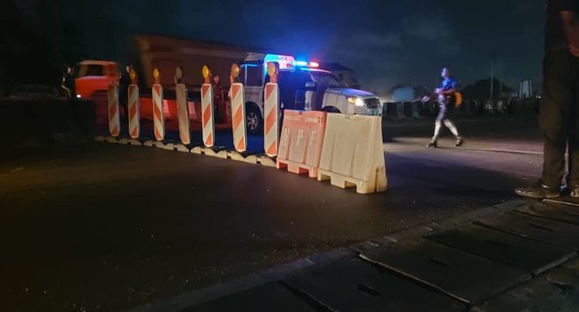 PHOTOS: Police Block Lagos-Ibadan Expressway As Lock Down Order ...