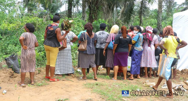 Some persons were apprehended inside a truck in Abia state amid a lockdown on April 24, 2020.