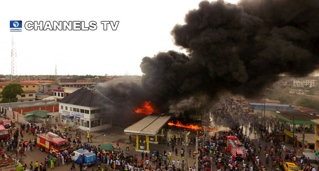 Fire Guts NNPC Petrol Station In Ogba