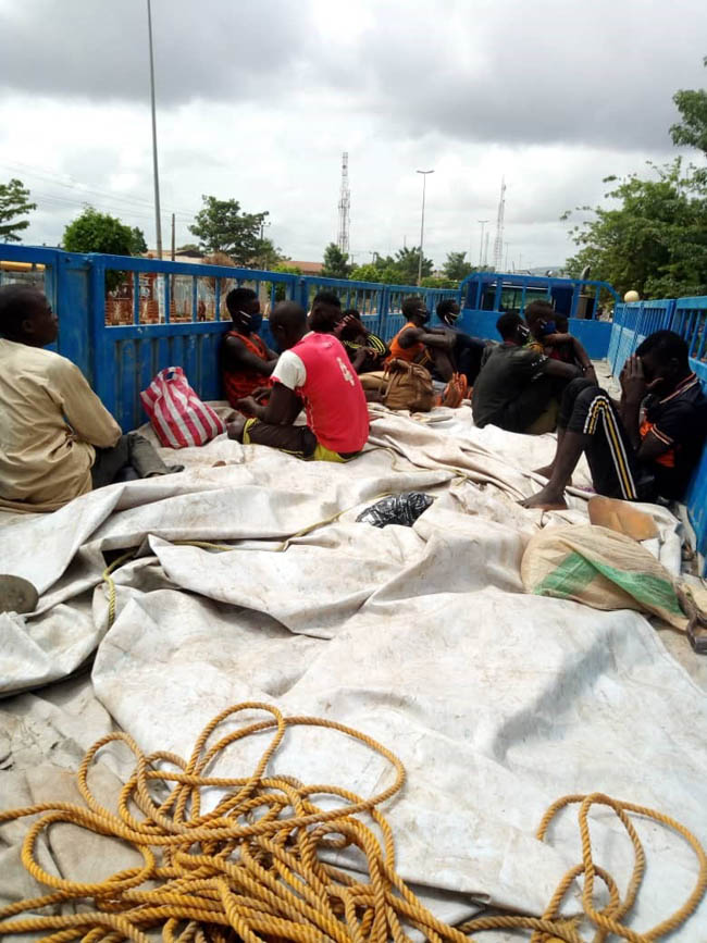 The Ondo FRSC said a truck ferrying 13 young men of 'northern extraction' was intercepted in the capital city, Akure, on May 9, 2020.