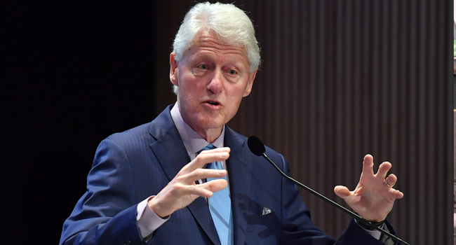 In this file photo former US President Bill Clinton speaks at the fifth annual Town & Country Philanthropy Summit on May 9, 2018 at Hearst Tower in New York City. ANGELA WEISS / AFP