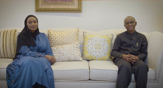 Governor of Kaduna state, Nasir El-Rufai, appeared in a video with his wife, Aisha, to apologise to Kaduna residents over incoveniences created by the coronavirus lockdown. The video was obtained by Channels TV on May 16, 2020.
