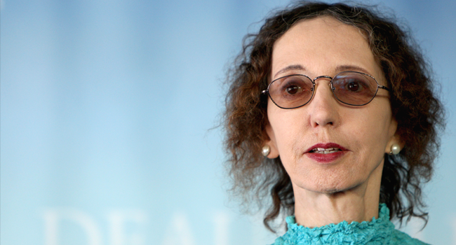 In this file photo taken on September 9, 2010 US writer Joyce Carol Oates poses during a photocall at the 36th American Film Festival, in Deauville, northwestern France. Kenzo TRIBOUILLARD / AFP