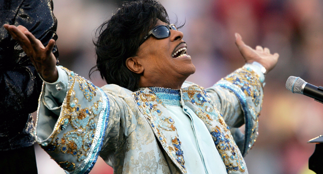 In this file photo taken on December 31, 2004, Little Richard performs during the halftime show of the game between the Louisville Cardinals and the Boise State Broncos at the Liberty Bowl in Memphis, Tennessee. Andy Lyons / Getty Images North America / AFP