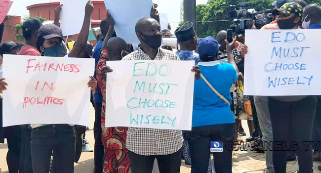 Edo Election: Youths Protest, Call For Non-Violent Governorship Poll