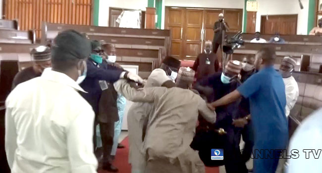 VIDEO: Kaduna Lawmakers Exchange Blows As Deputy Speaker Is Impeached