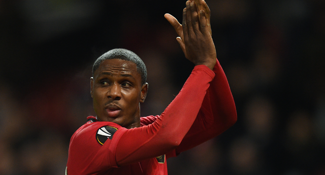 In this file photo taken on February 27, 2020 Manchester United's Nigerian striker Odion Ighalo reacts at the final whistle during the UEFA Europa League round of 32 second leg football match between Manchester United and Club Brugge at Old Trafford in Manchester, north west England, on February 27, 2020. Oli SCARFF / AFP