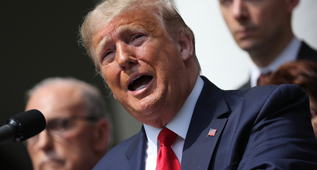 U.S. President Donald Trump speaks during a bill singing ceremony with his economic team in the Rose Garden at the White House June 05, 2020 in Washington, DC. Chip Somodevilla/Getty Images/AFP