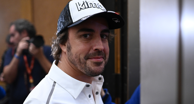 In this file photo taken on January 03, 2020 Toyota's driver Fernando Alonso of Spain attends a press conference ahead of the Dakar Rally. FRANCK FIFE / AFP