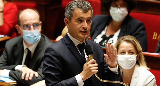 French Interior Minister Gerald Darmanin speaks druing a session of questions to the Government at the French National Assembly on July 16, 2020, in Paris. FRANCOIS GUILLOT / AFP