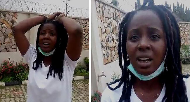 Screenmunch from a viral video in which a policemen was seen ‘dehumanizing’ a woman.