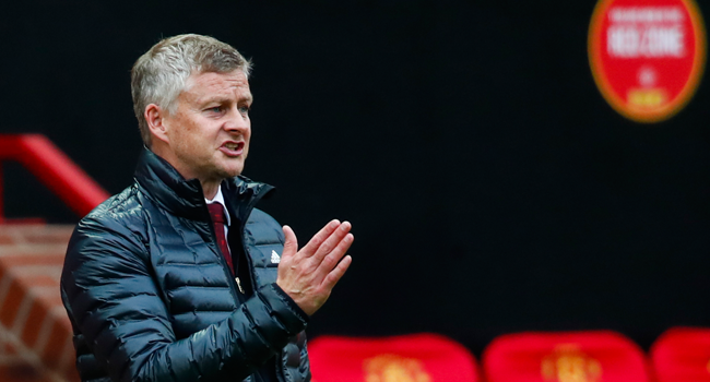 Manchester United's Norwegian manager Ole Gunnar Solskjaer reacts during the English Premier League football match between Manchester United and Bournemouth at Old Trafford in Manchester, north west England, on July 4, 2020. Clive Brunskill / POOL / AFP