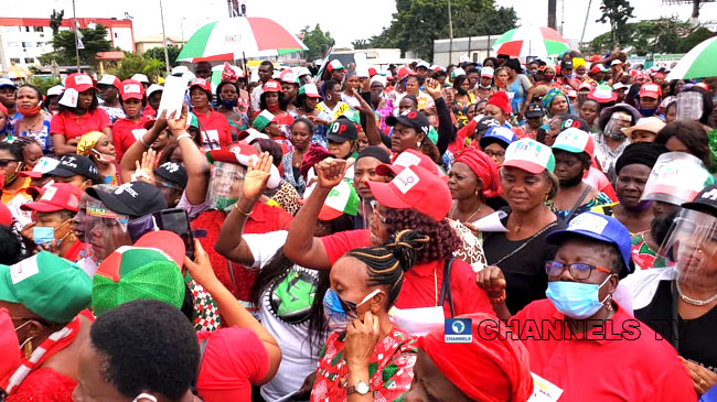 PDP Supporters Protest As Security Operatives Keep Watch At Edo Assembly