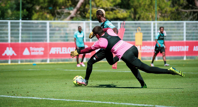 This pictures shows Henry Onyekuru in training at AS Monaco on August 4, 2020.